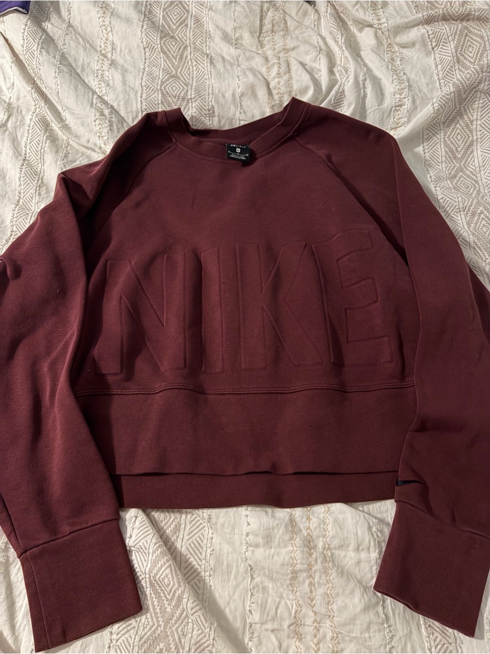 Nike Women's Cropped Crewneck Sweatshirt - Maroon - Size M